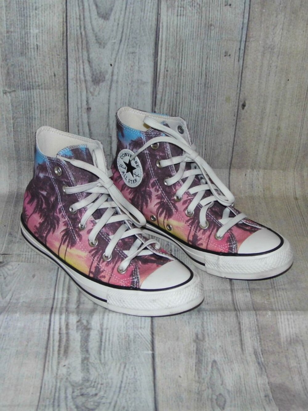 CONVERSE Chuck Taylor All Star High Sunset Palms Sneakers Womens Size 7.5